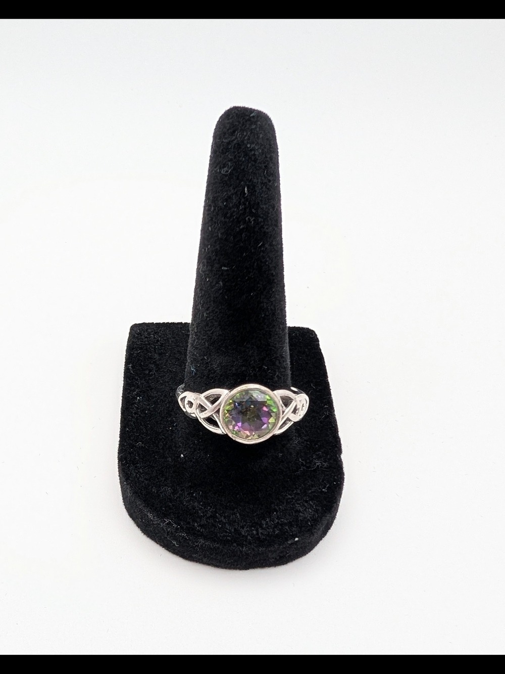 Celtic-Inspired Sterling Ring with Multicolor Topaz